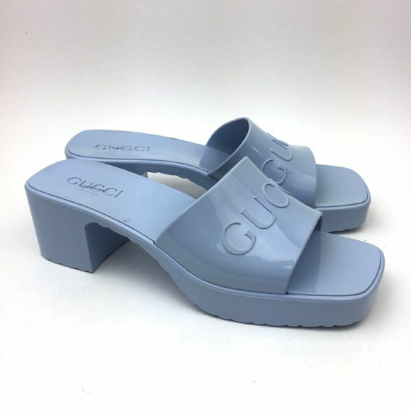 GUCCI Rubber Logo Platform Slide Sandal sz 6 - Picture 2 of 13